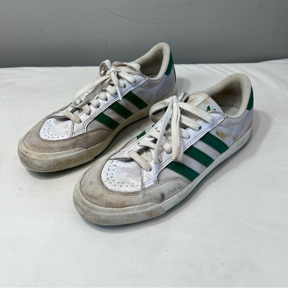 Adidas Note green white leather skater skateboard sneakers size 9.5